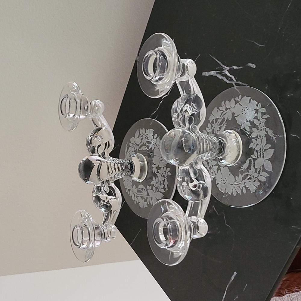 Beautiful depression glass candlestick holder.